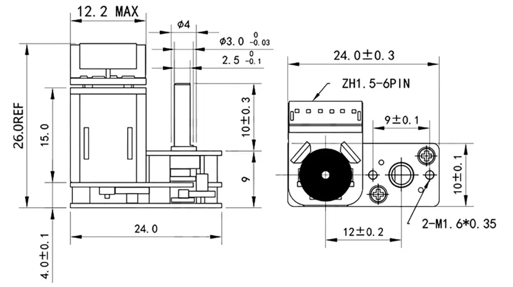 n20 motor encoder 3v tsl gm1024 n20va en outline drawing