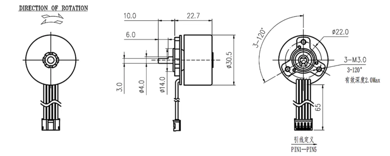 30mm outrunner bldc motor tsl bldc 3025 drawing