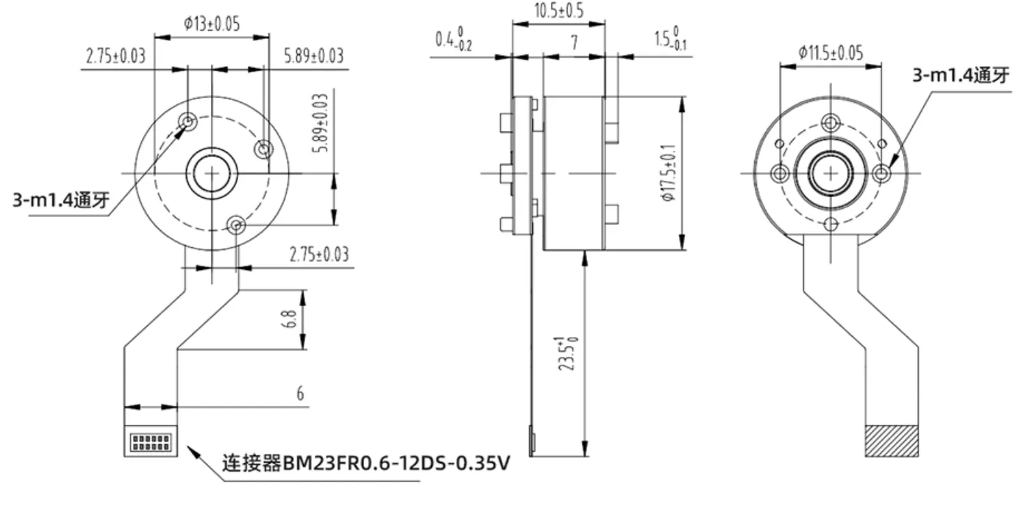 bldc gimbal motor tsl bldc 1811 drawing