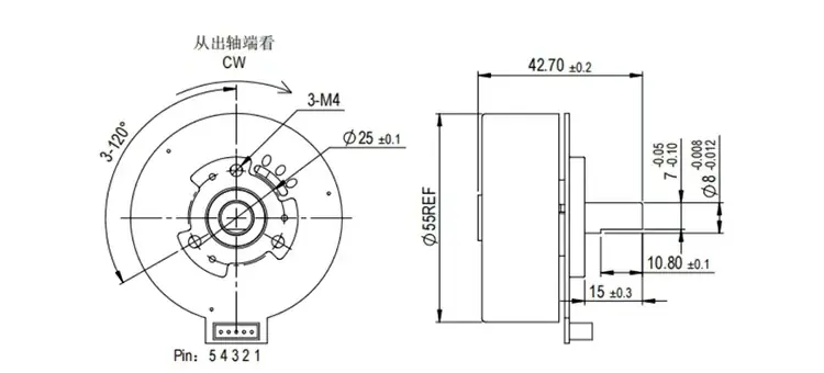 outrunner brushless motor tsl bldc 5520 outline drawing