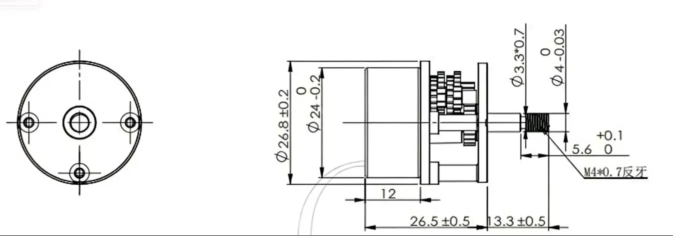 27mm dc mini gear motor drawing