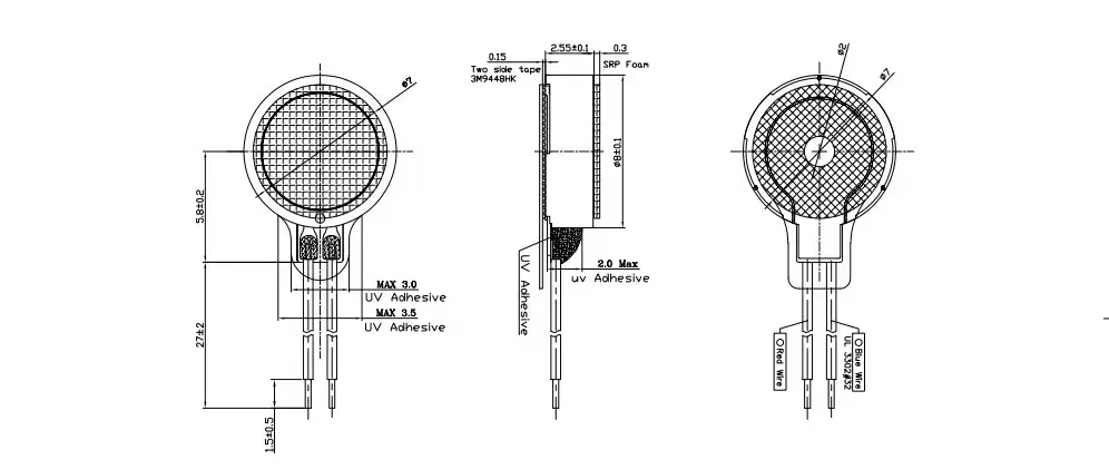 lra coin type vibration motor tsl elv0825c outline drawing
