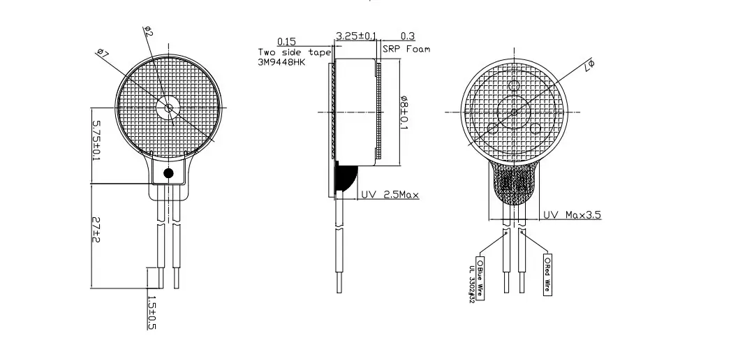 lra electric vibrating motor outline drawing