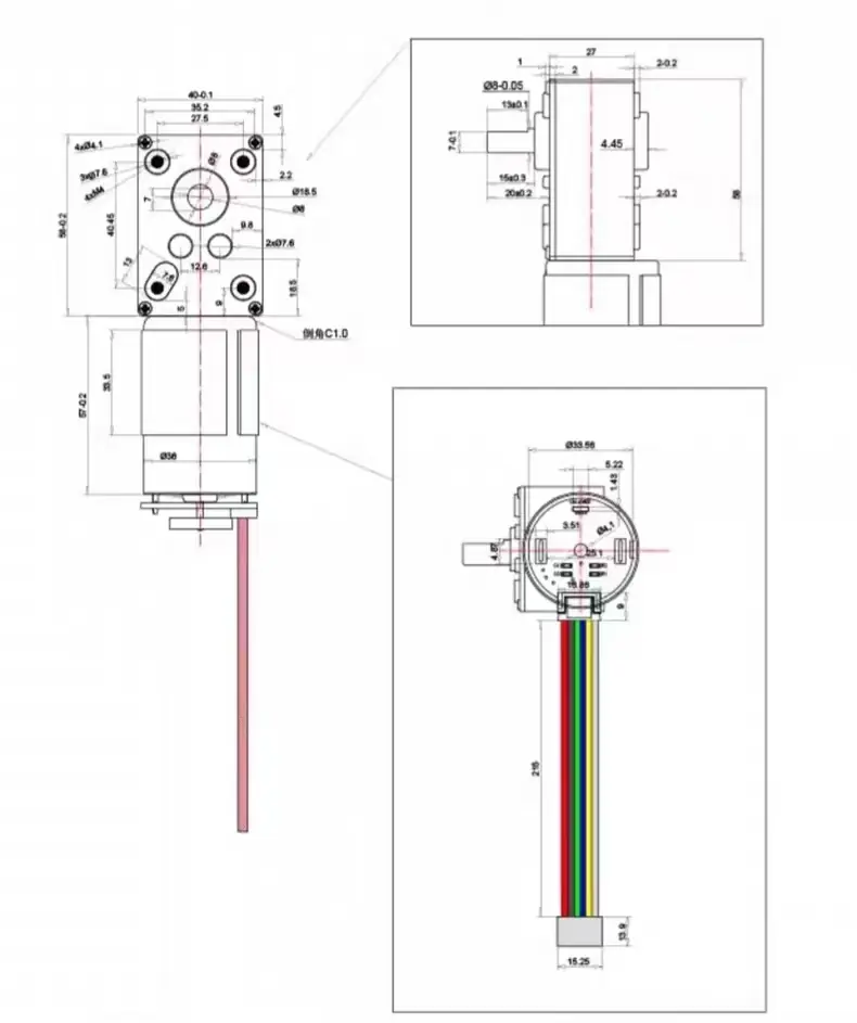 worm gear motor with encoder tsl 5840gw 555 en drawing