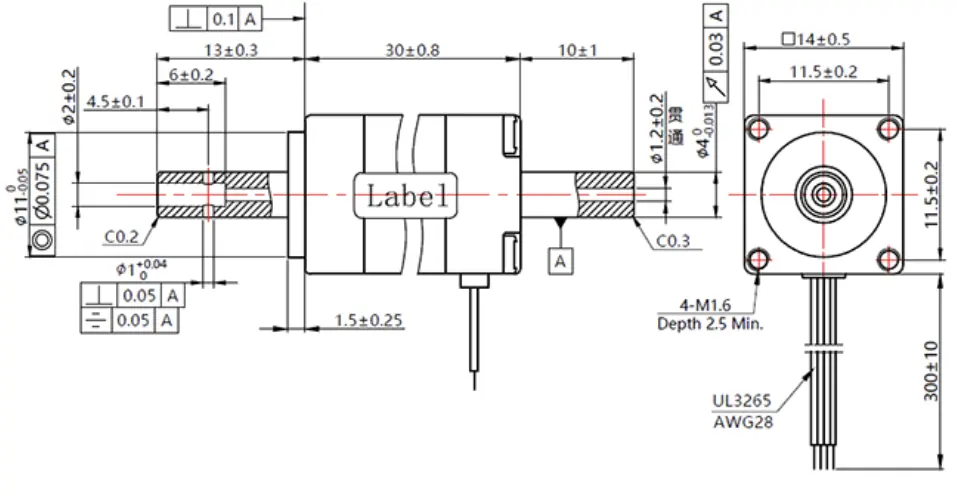 nema 6 stepper motor hollow shaft type drawing