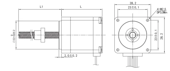 nema 11 linear stepper motor outline drawing