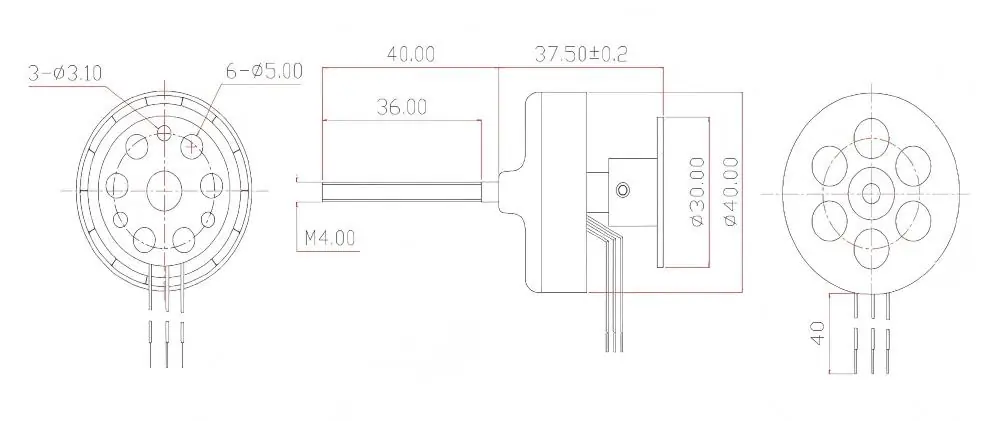TSL BLDC D4018 700KV 750KV Brushless Drone Motor outline drawing