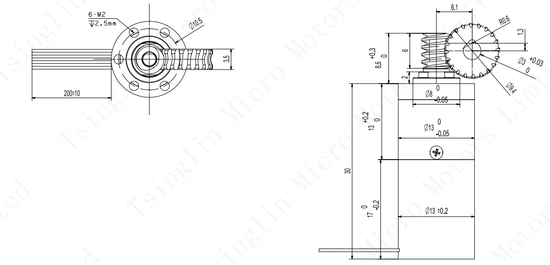 13mm robot hand actuator outline drawing