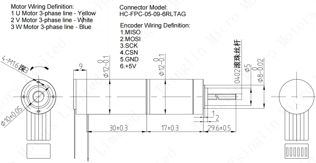 Technical drawing and performance specification sheet for HP12X-1W2W6-24-4 gear motor