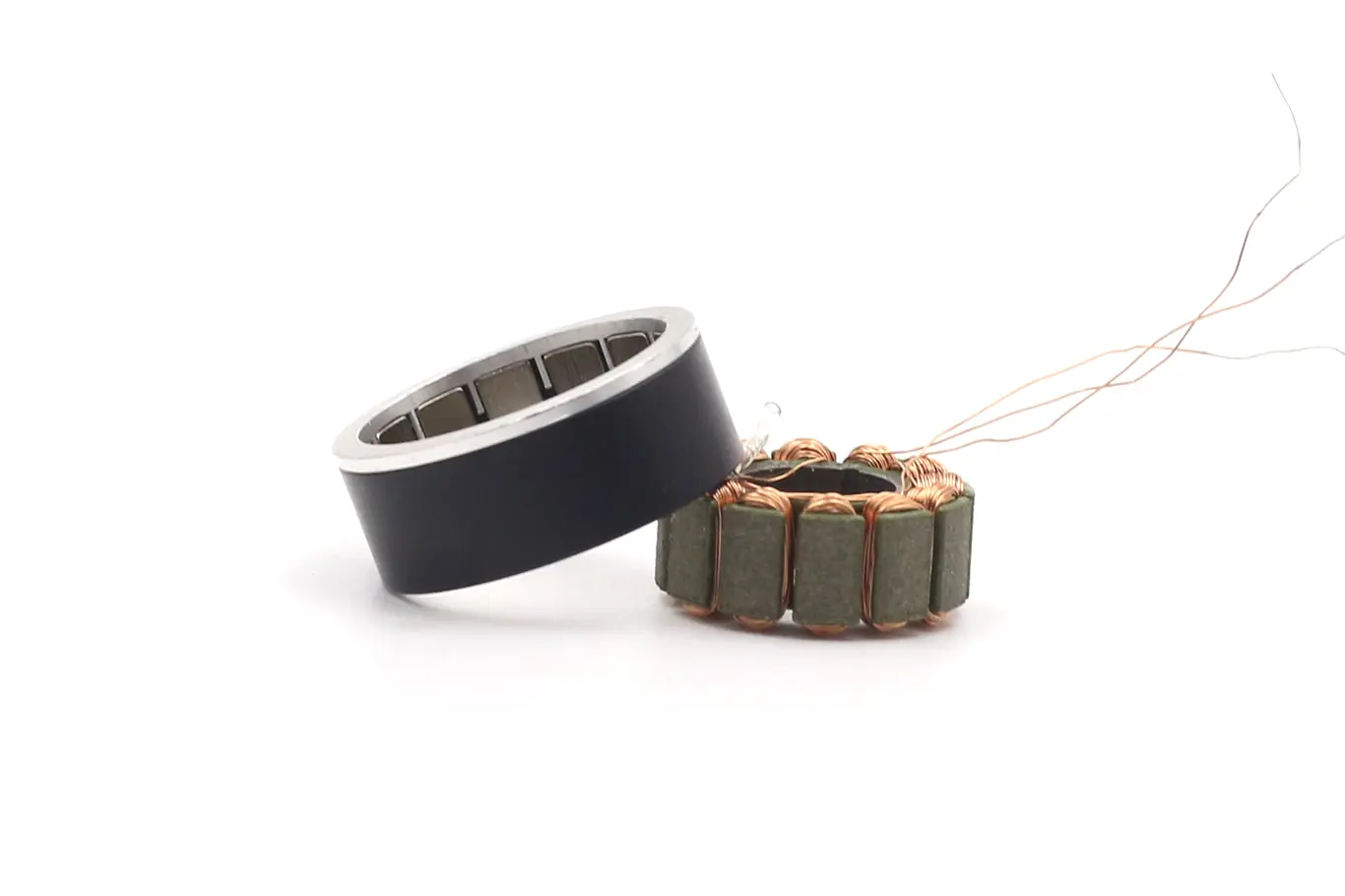 Frameless torque motor stator and rotor kit with exposed precision copper windings