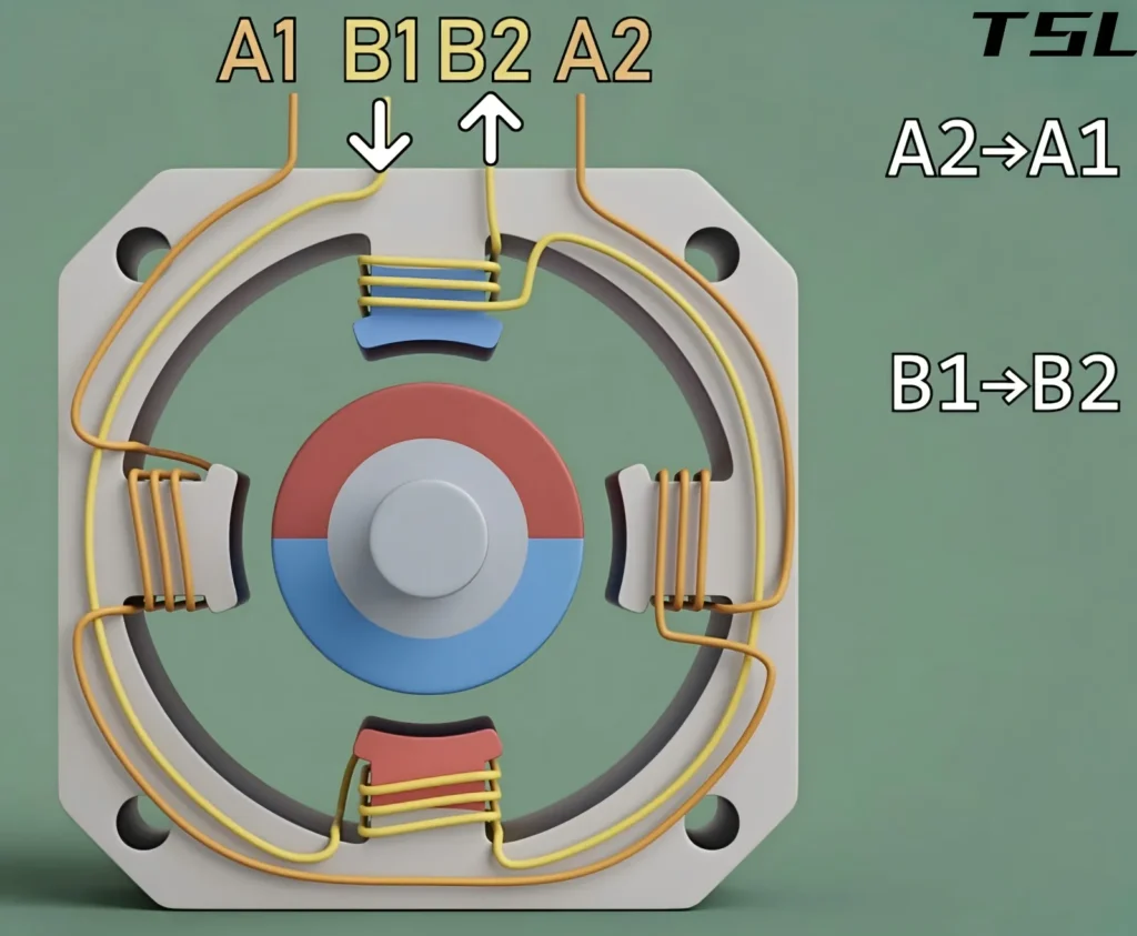 cross section of a powered stepper motor b1 to b2