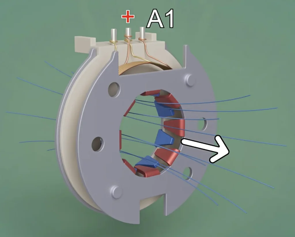 rear magnetic plate near the coil behaves
