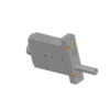 3D rendering of SAG-1565-END high-force miniature linear actuator featuring a 4-pin connector and mounting flange