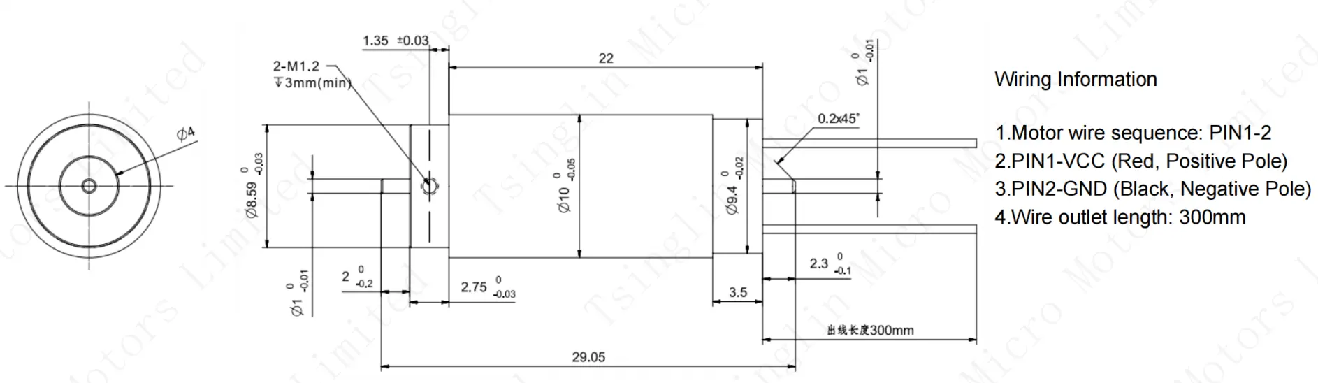 12v brushed dc motor technical drawing dimensions Technical drawing and wiring specifications for 12V Brushed DC Motor KS1022