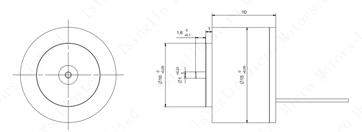15mm coreless mini motor dimensions drawing kw1510