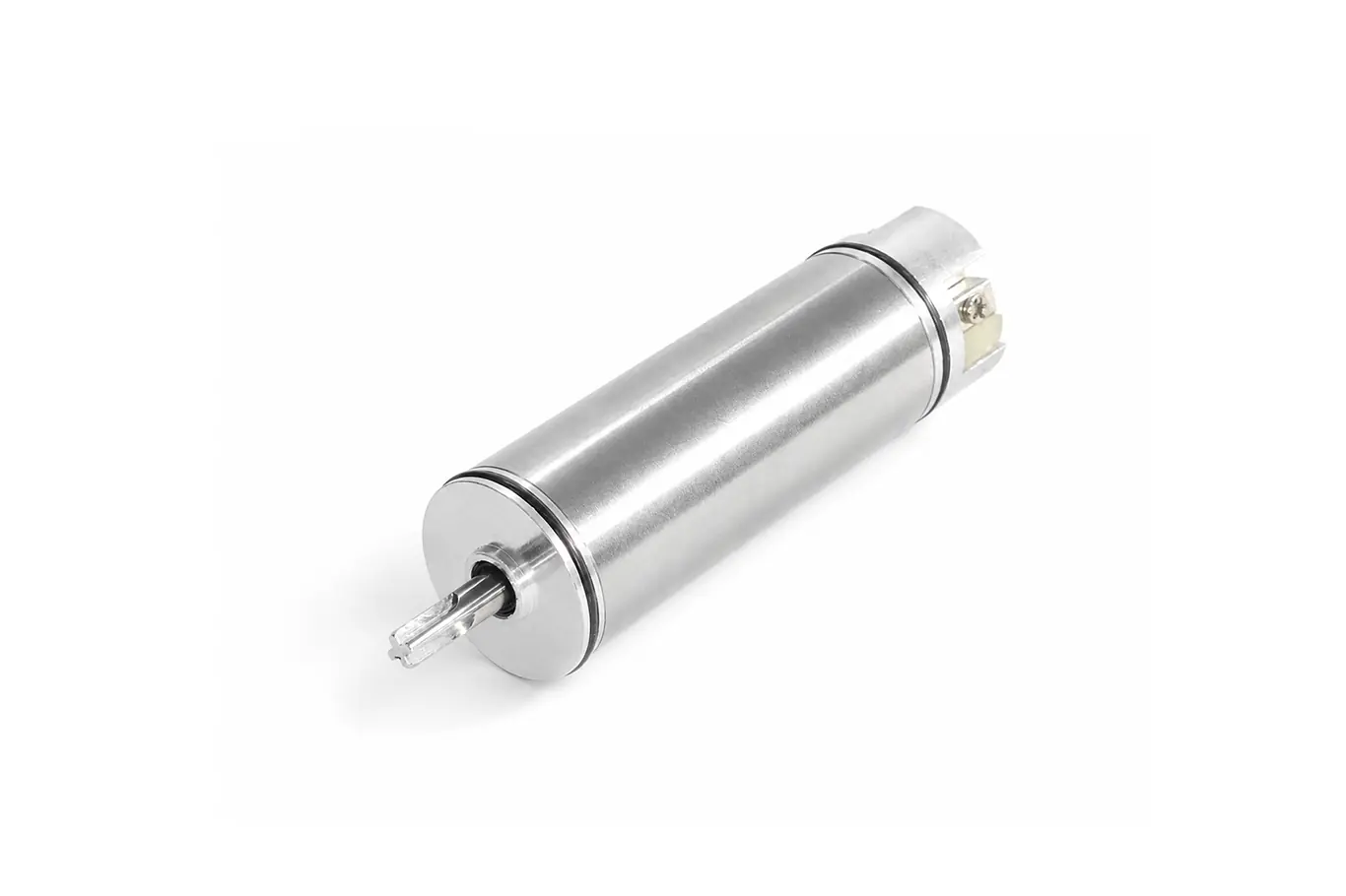 Close-up view of the drive shaft on 16mm micro BLDC motor