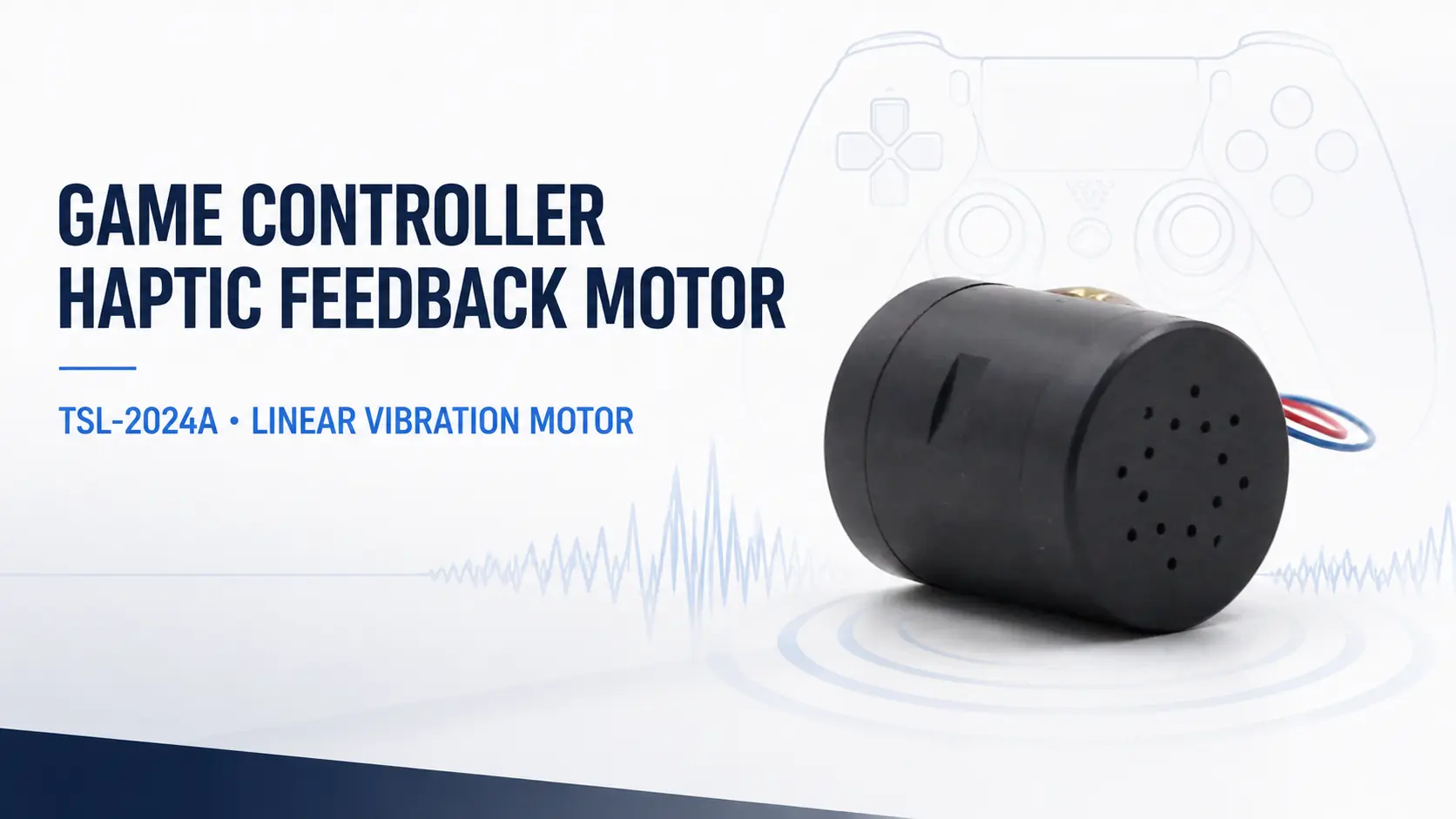 gTSL-2024A Game Controller Haptic Feedback Motor with vibration waves and a game controller outline