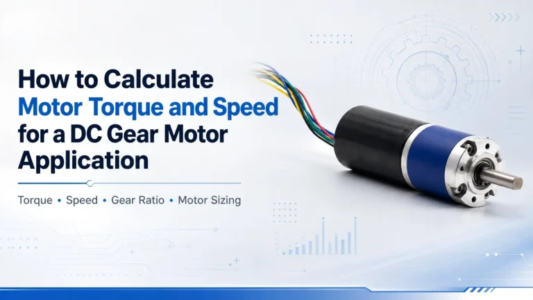 Featured image for How to Calculate Motor Torque and Speed for a DC Gear Motor Application, showing a TSL MOTOR brushless planetary gear motor