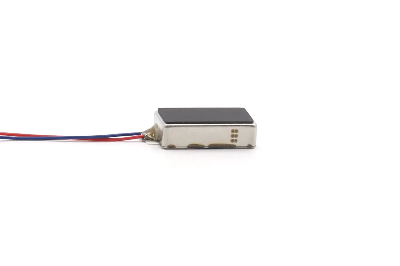 Side elevation view highlighting the ultra-thin 4.1mm profile and laser-welded construction of the haptic feedback actuator