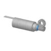 3D rendering of a 10mm stainless steel worm gear motor showing the integrated worm gear assembly and motor shaft.