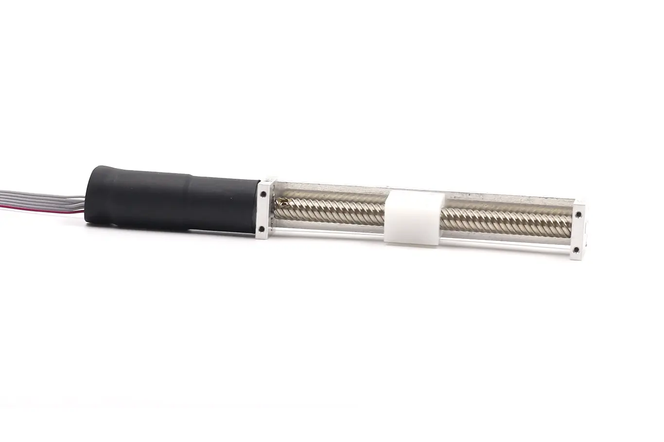 Close-up of TR7 lead screw drive on 12 volt electric linear actuator